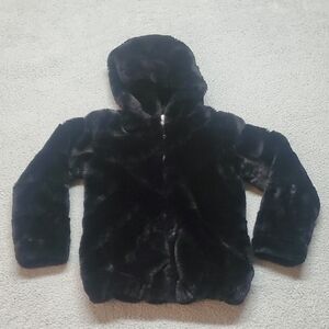Cozy Black Faux Fur Kids Jacket Size 7